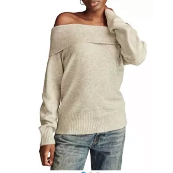 Lucky brand light heather grey Women's Off the Shoulder Sweater - Picture 2 of 4